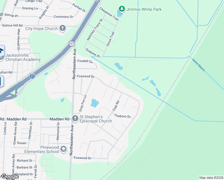 map of restaurants, bars, coffee shops, grocery stores, and more near 5 Foxwood Cove in Jacksonville