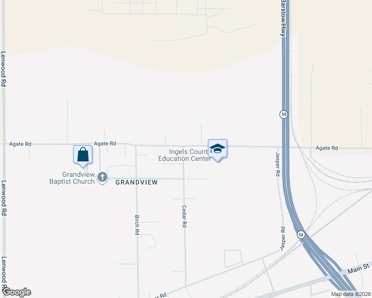 map of restaurants, bars, coffee shops, grocery stores, and more near 25623 Agate Road in Barstow