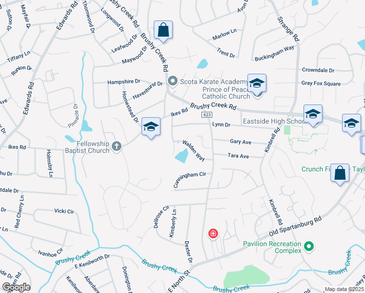 map of restaurants, bars, coffee shops, grocery stores, and more near 202 Walden Way in Taylors