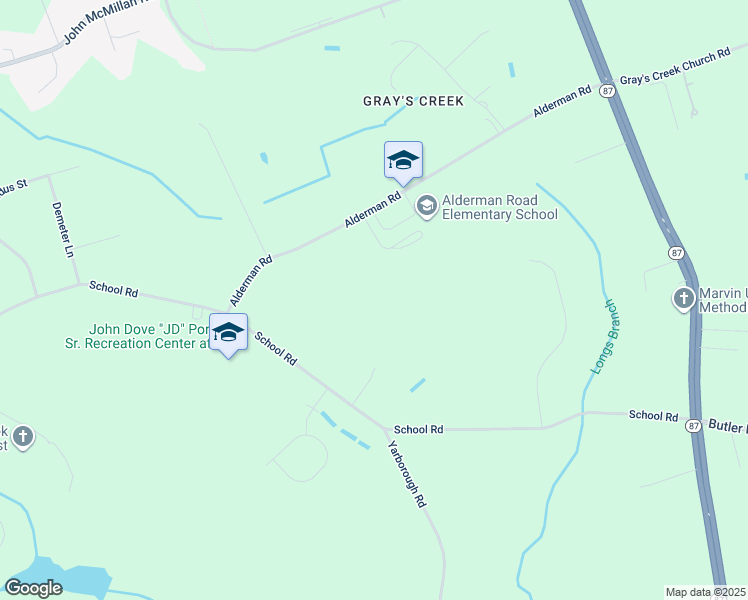 map of restaurants, bars, coffee shops, grocery stores, and more near 2814 Alderman Road in Fayetteville
