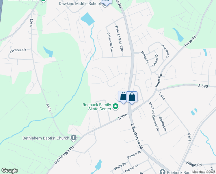 map of restaurants, bars, coffee shops, grocery stores, and more near 125 Bradford Drive in Moore