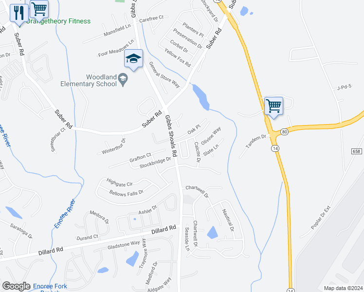 map of restaurants, bars, coffee shops, grocery stores, and more near 5 Roselite Circle in Greer