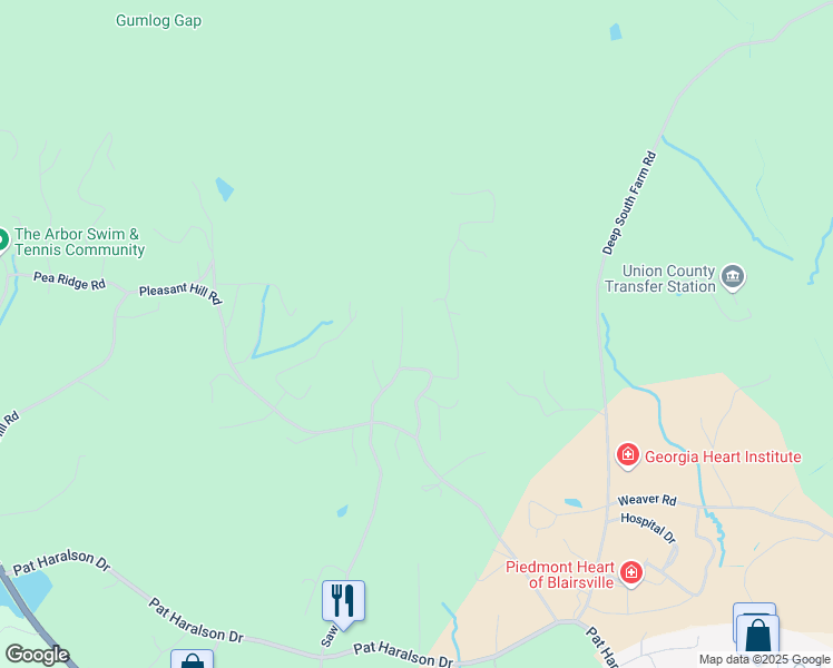 map of restaurants, bars, coffee shops, grocery stores, and more near 1258 Kelley Drive in Blairsville