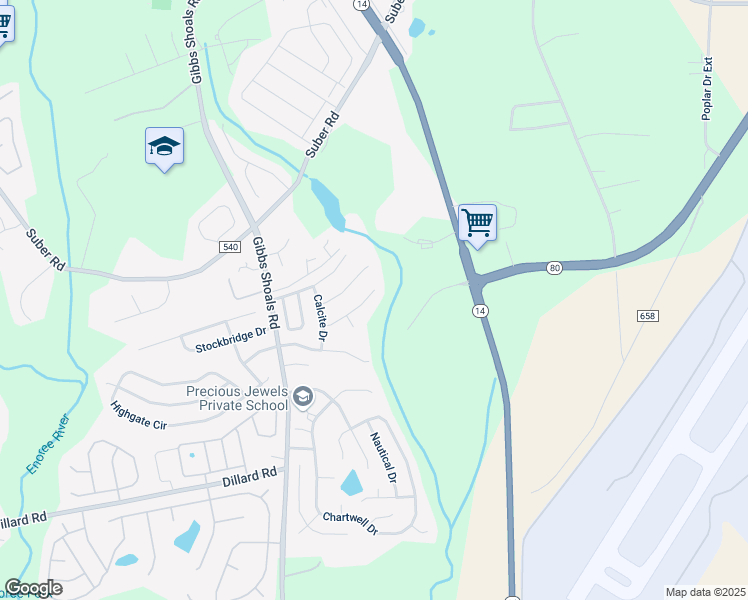 map of restaurants, bars, coffee shops, grocery stores, and more near 114 Slate Lane in Greer