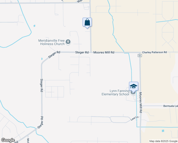 map of restaurants, bars, coffee shops, grocery stores, and more near 244 Cozy Creek Road in Meridianville