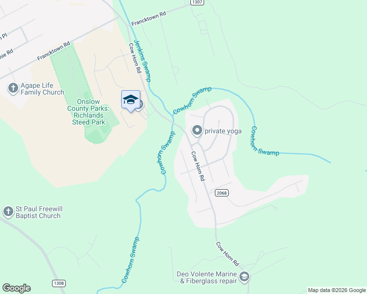 map of restaurants, bars, coffee shops, grocery stores, and more near 201 Bonanza Drive in Richlands
