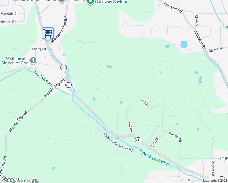 map of restaurants, bars, coffee shops, grocery stores, and more near 251 Cemetery Road in Chickamauga