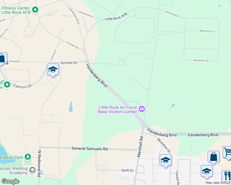 map of restaurants, bars, coffee shops, grocery stores, and more near Vandenberg Boulevard in Jacksonville