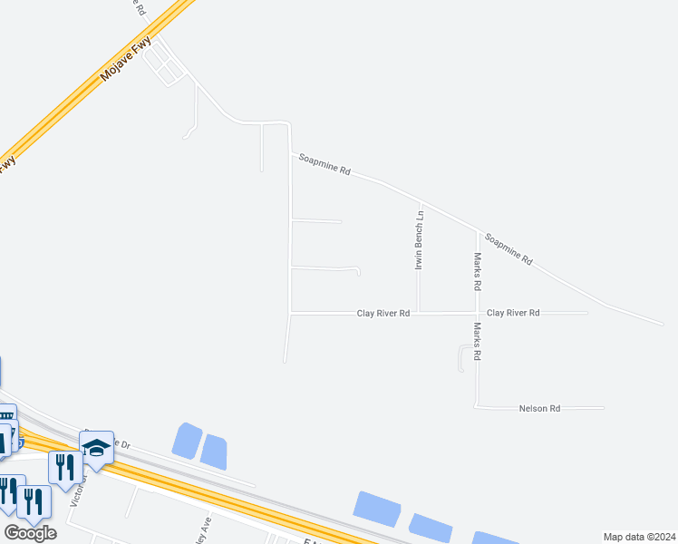 map of restaurants, bars, coffee shops, grocery stores, and more near 35394 Webster Road in Barstow