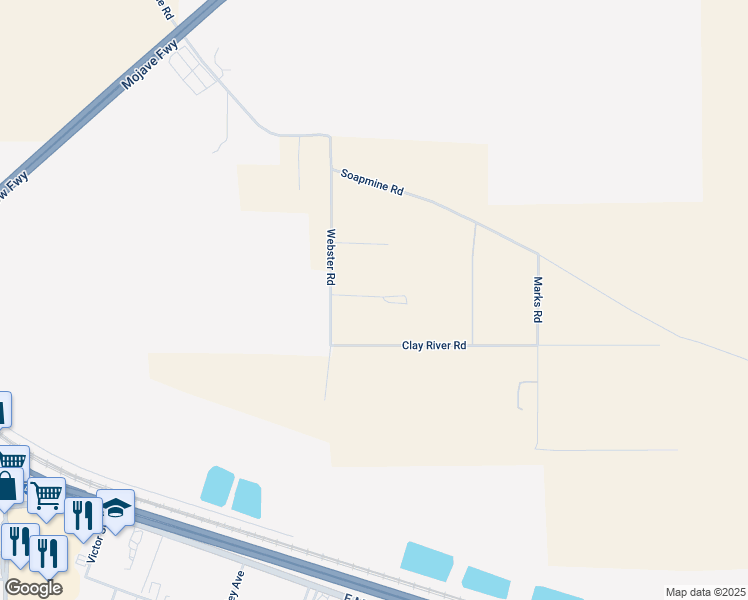 map of restaurants, bars, coffee shops, grocery stores, and more near 35394 Webster Road in Barstow
