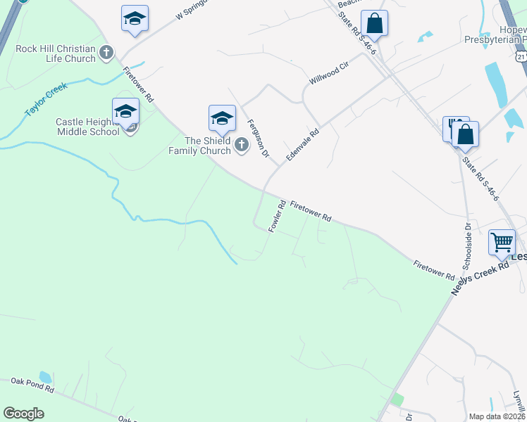 map of restaurants, bars, coffee shops, grocery stores, and more near 334 Edenvale Road in Rock Hill