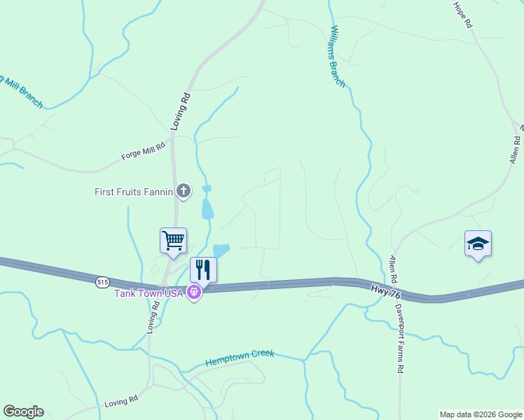 map of restaurants, bars, coffee shops, grocery stores, and more near 615 High Country Xing in Morganton