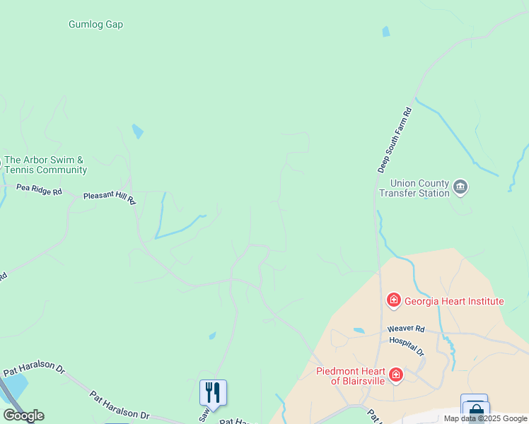 map of restaurants, bars, coffee shops, grocery stores, and more near 1258 Kelley Drive in Blairsville