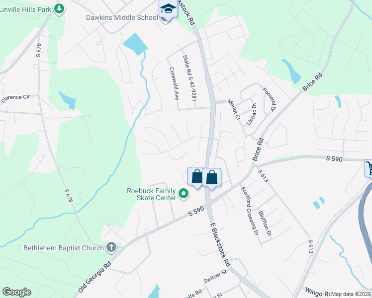 map of restaurants, bars, coffee shops, grocery stores, and more near 212 Allsbrook Place in Moore