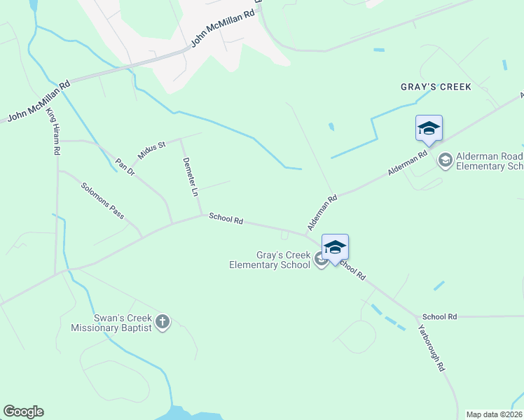 map of restaurants, bars, coffee shops, grocery stores, and more near 2753 School Road in Hope Mills