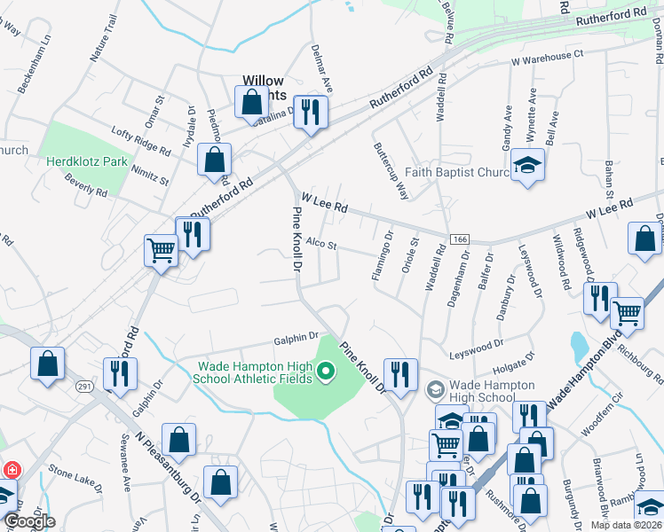 map of restaurants, bars, coffee shops, grocery stores, and more near 7 Cuttino Circle in Greenville