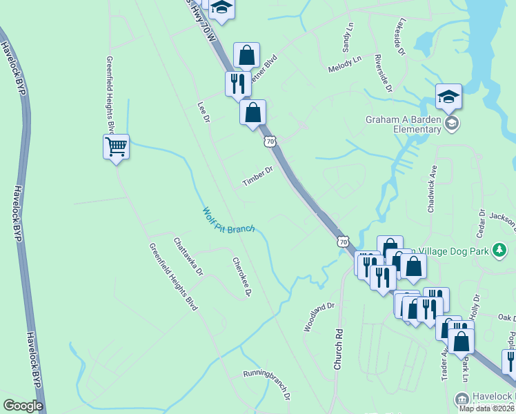 map of restaurants, bars, coffee shops, grocery stores, and more near 366 Grizzly Court in Havelock