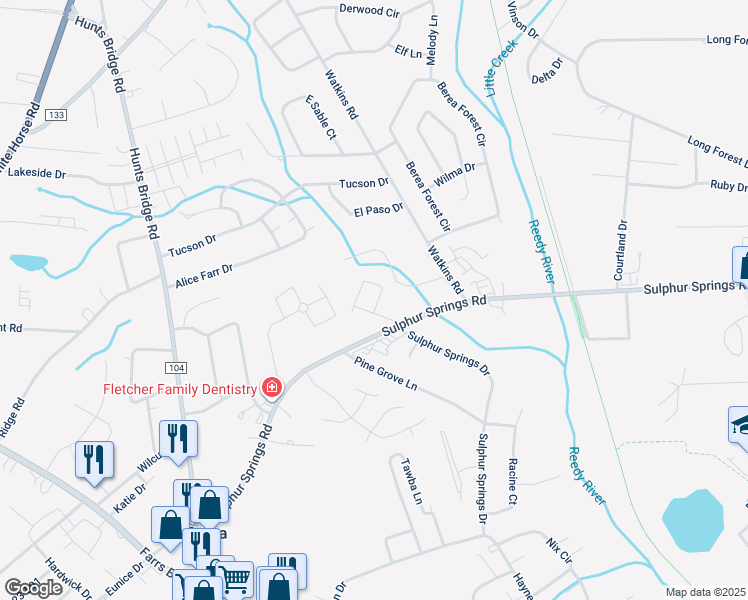 map of restaurants, bars, coffee shops, grocery stores, and more near 410 County Road 87 in Greenville