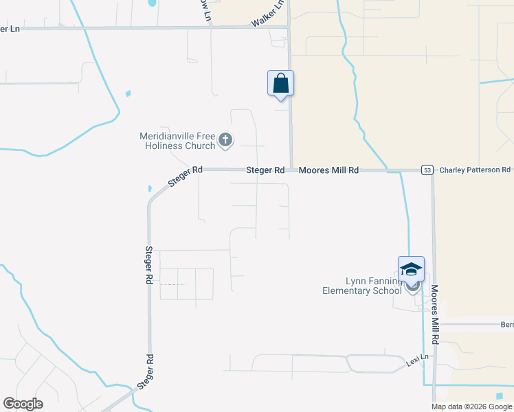 map of restaurants, bars, coffee shops, grocery stores, and more near Shoals Road in Meridianville