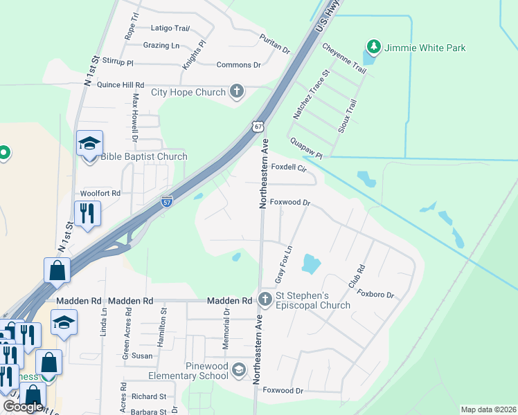 map of restaurants, bars, coffee shops, grocery stores, and more near 2815 Northeastern Avenue in Jacksonville