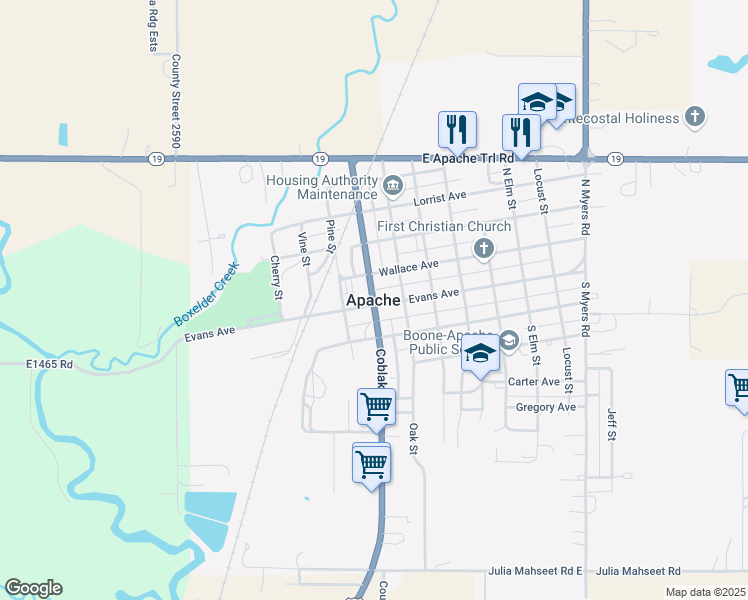 map of restaurants, bars, coffee shops, grocery stores, and more near in Apache