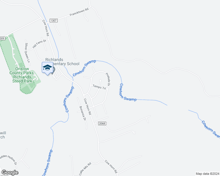map of restaurants, bars, coffee shops, grocery stores, and more near 149 Prelude Drive in Richlands