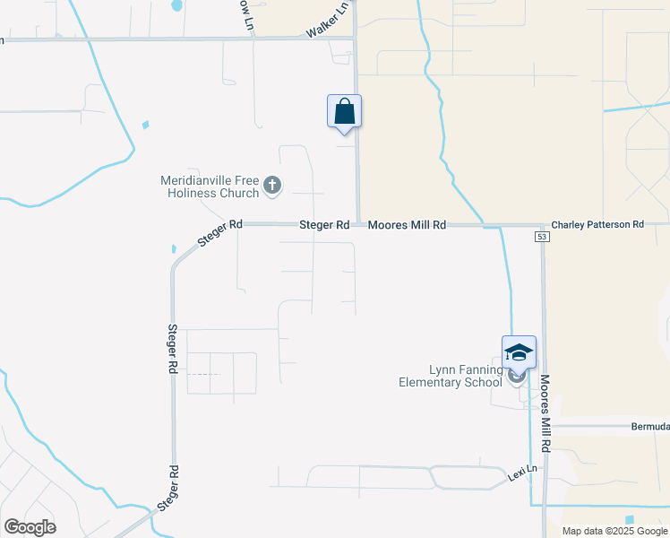 map of restaurants, bars, coffee shops, grocery stores, and more near 244 Cozy Creek Road in Meridianville