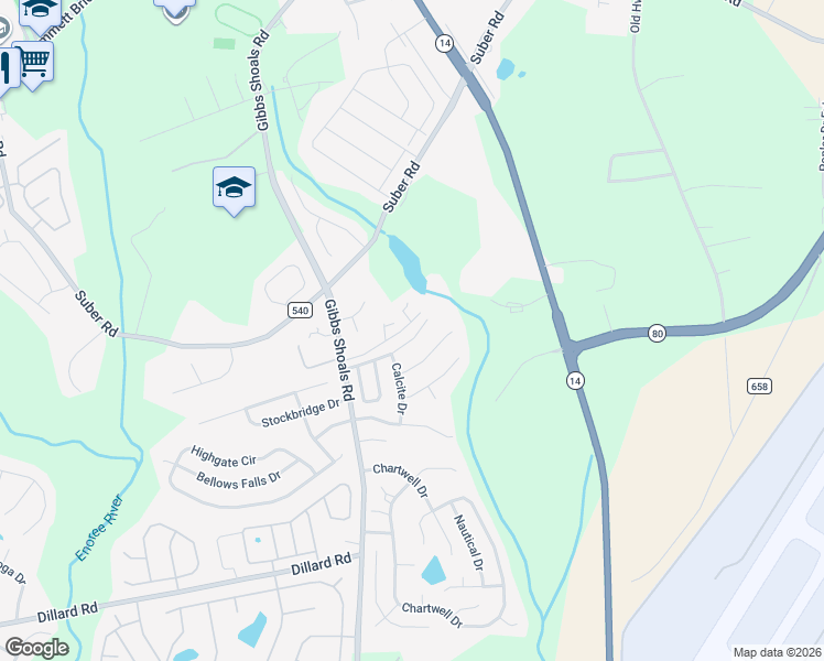 map of restaurants, bars, coffee shops, grocery stores, and more near 119 Feldspar Lane in Greer