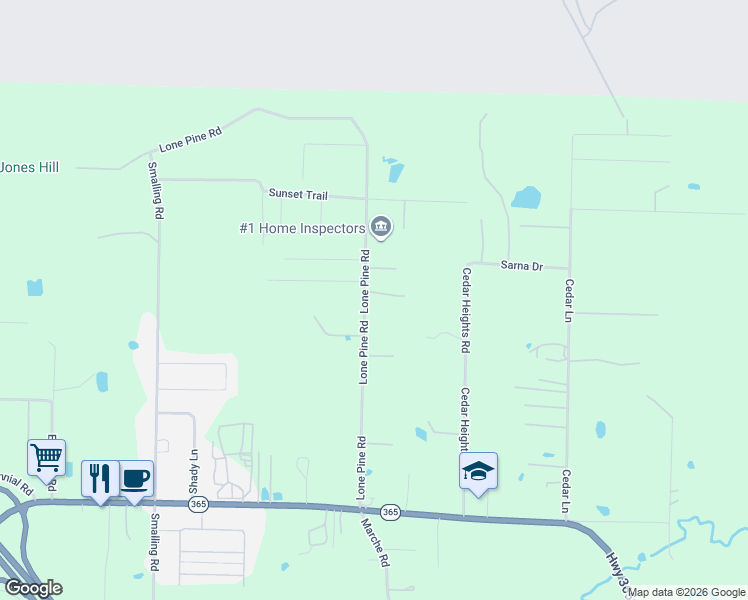 map of restaurants, bars, coffee shops, grocery stores, and more near 15226 Lone Pine Road in North Little Rock
