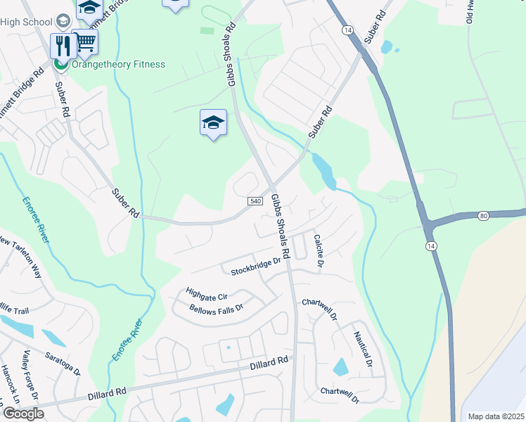 map of restaurants, bars, coffee shops, grocery stores, and more near 1808 Gibbs Shoals Road in Greer