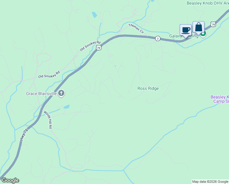 map of restaurants, bars, coffee shops, grocery stores, and more near 1856 Doc Thomas Ridge Road in Blairsville
