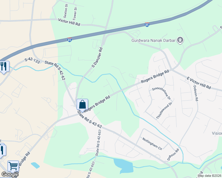 map of restaurants, bars, coffee shops, grocery stores, and more near 955 Rogers Bridge Road in Duncan