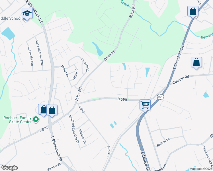map of restaurants, bars, coffee shops, grocery stores, and more near 1375 Old Georgia Road in Roebuck