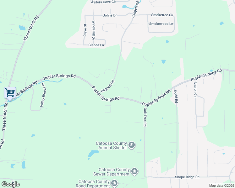 map of restaurants, bars, coffee shops, grocery stores, and more near 2554 Poplar Springs Road in Ringgold
