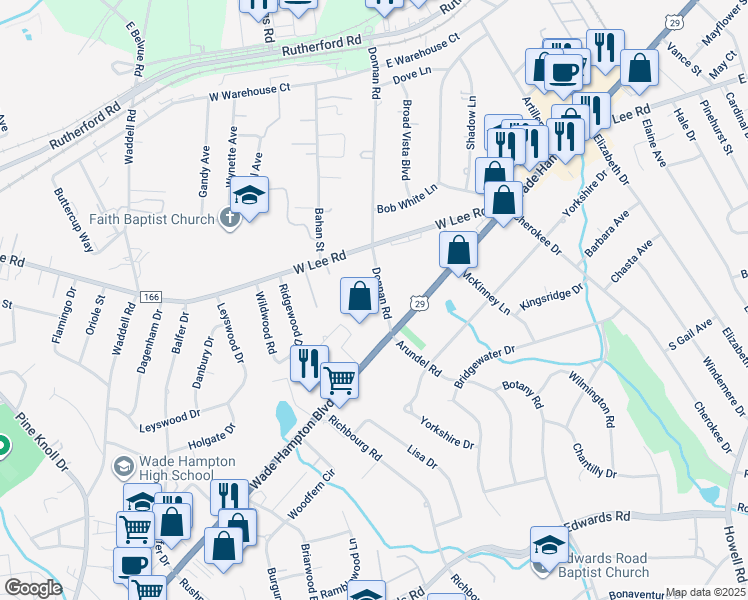 map of restaurants, bars, coffee shops, grocery stores, and more near 5 Donnan Road in Taylors