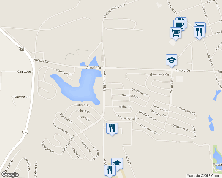 map of restaurants, bars, coffee shops, grocery stores, and more near 115 Delaware Circle in Jacksonville