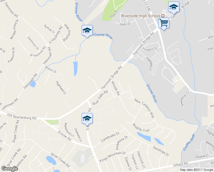 map of restaurants, bars, coffee shops, grocery stores, and more near 105 Swan River Court in Greer