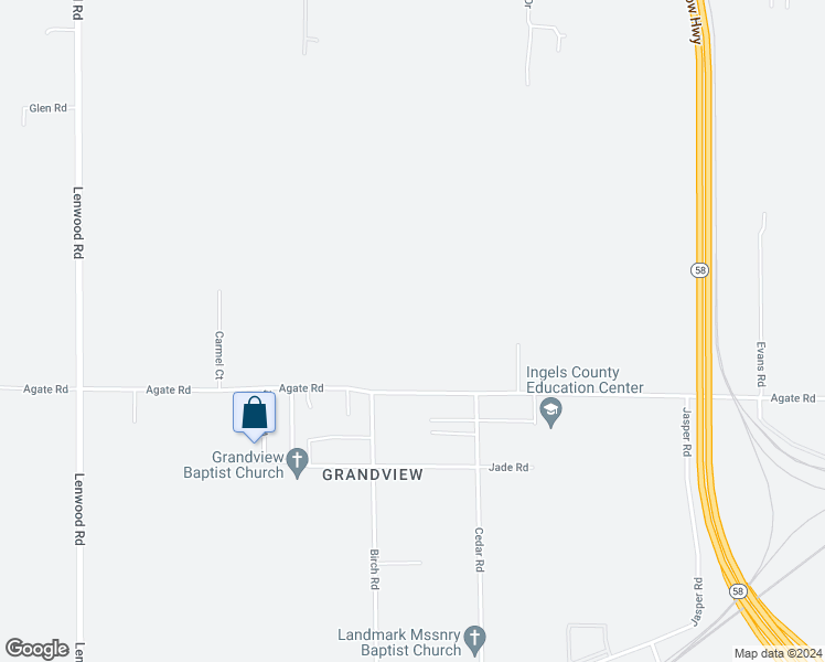 map of restaurants, bars, coffee shops, grocery stores, and more near 25494 Agate Road in Barstow