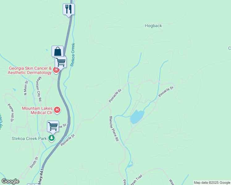 map of restaurants, bars, coffee shops, grocery stores, and more near 809 Pinnacle Drive in Clayton