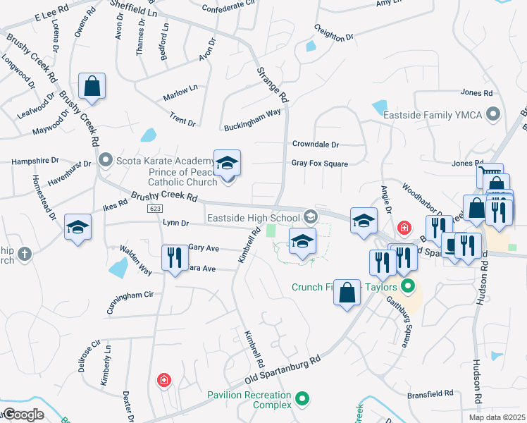 map of restaurants, bars, coffee shops, grocery stores, and more near 1220 S-23-166 in Taylors