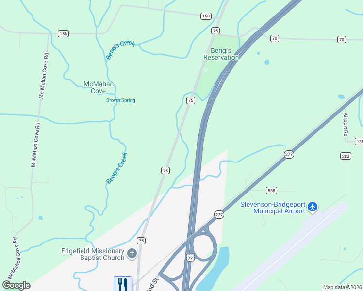 map of restaurants, bars, coffee shops, grocery stores, and more near 966 County Road 75 in Stevenson