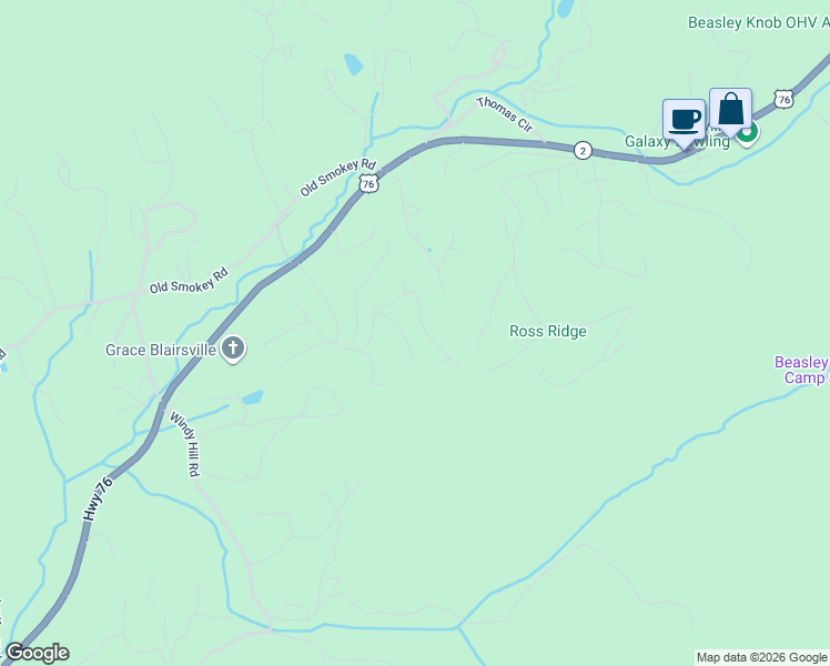 map of restaurants, bars, coffee shops, grocery stores, and more near 1856 Doc Thomas Ridge Road in Blairsville