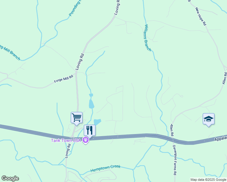 map of restaurants, bars, coffee shops, grocery stores, and more near 646 High Country Xing in Morganton