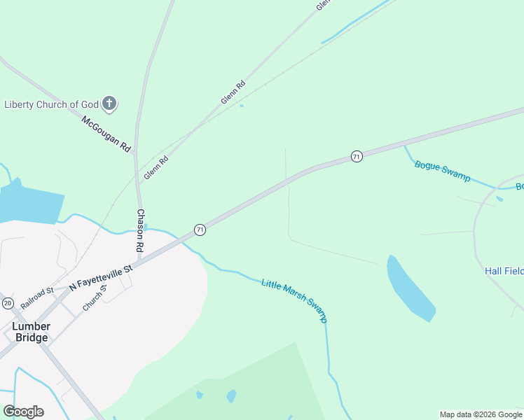 map of restaurants, bars, coffee shops, grocery stores, and more near 20522 North Carolina 71 in Lumber Bridge