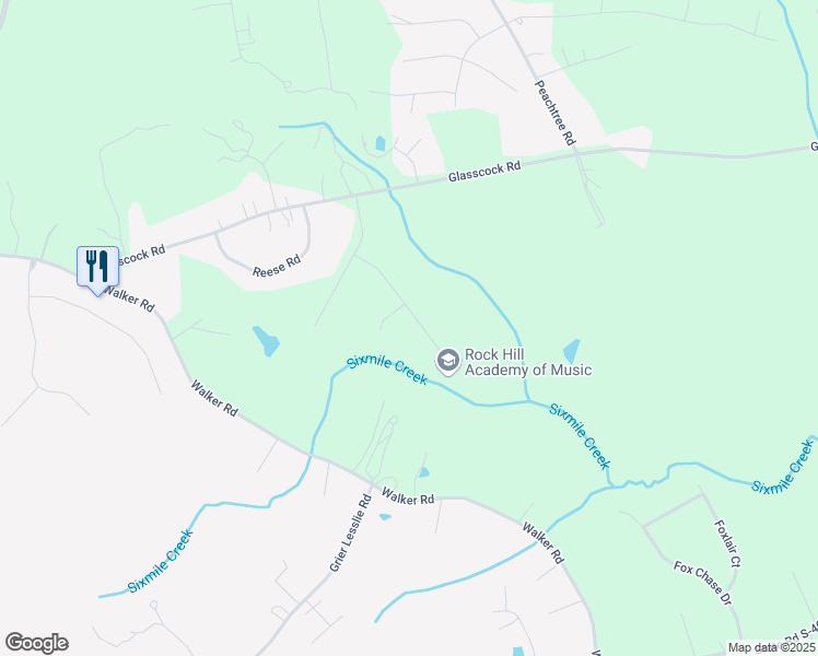 map of restaurants, bars, coffee shops, grocery stores, and more near 2050 Delfin Court in Rock Hill