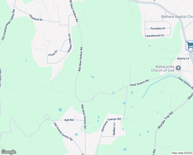 map of restaurants, bars, coffee shops, grocery stores, and more near 53 Coffman Drive in Chickamauga