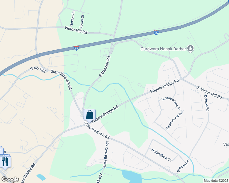 map of restaurants, bars, coffee shops, grocery stores, and more near 950 Rogers Bridge Road in Duncan