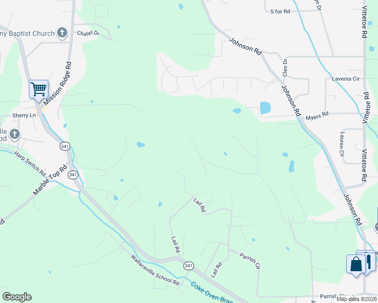 map of restaurants, bars, coffee shops, grocery stores, and more near 1068 Rogers Road in Chickamauga