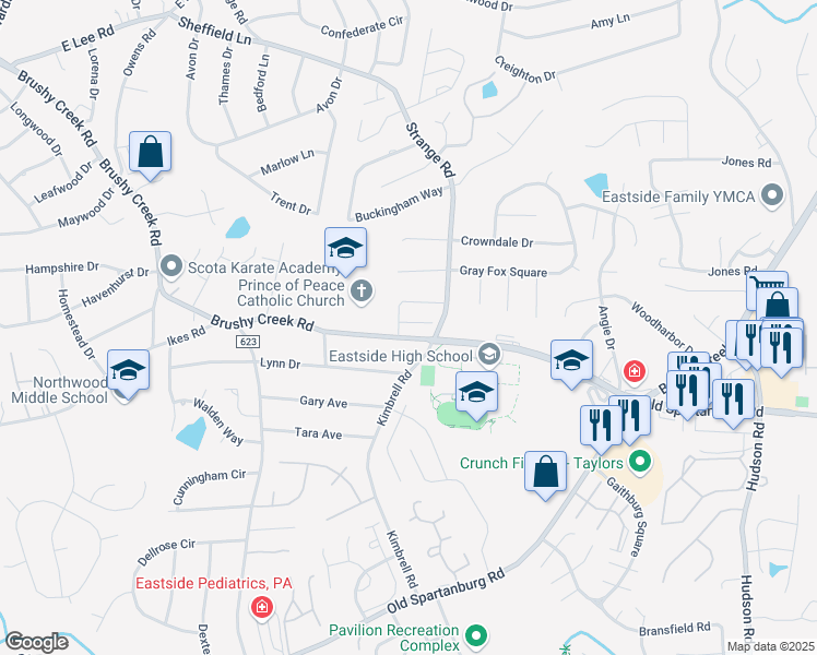 map of restaurants, bars, coffee shops, grocery stores, and more near 1220 S-23-166 in Taylors