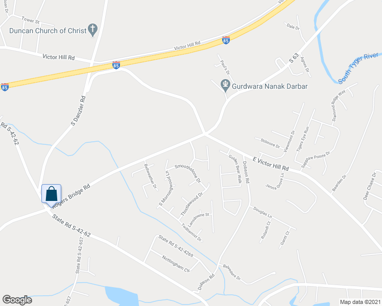 map of restaurants, bars, coffee shops, grocery stores, and more near 120 Rogers Mill Drive in Duncan